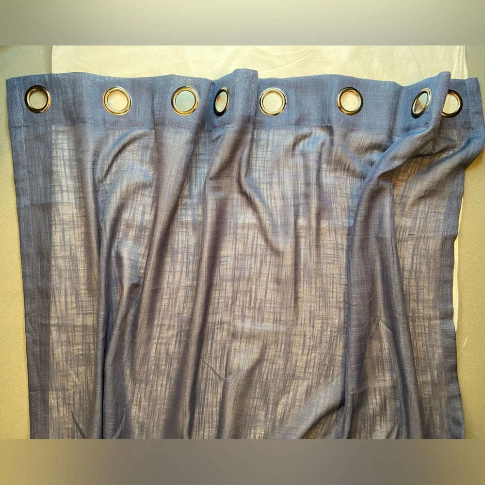 Curtain Panels 2, Blue sheer panels with dark silver grommets,‎ 72” x 54” each